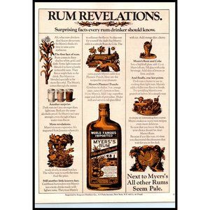 1978 Meyers's Rum Revelations Planters Punch Vintage Print Ad Man Cave Wall Art